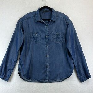 Prana Women’s Tencel Button Front Shirt/Top/Blouse XL Blue Denim Chambray EUC